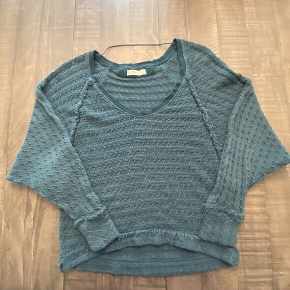 Free People We‎ The Free Teal Thien's Hacci Sweater Top Size Small - Picture 3 of 13